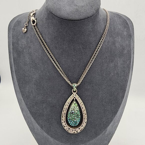 Brighton Crystal Voyage Blue Crystal Hues Teardrop Convertible Pendant Necklace - Picture 2 of 7